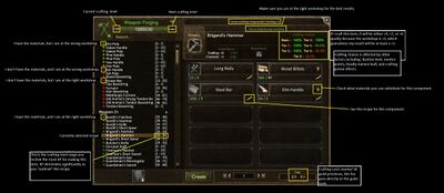 Diagram of the Crafting Screen